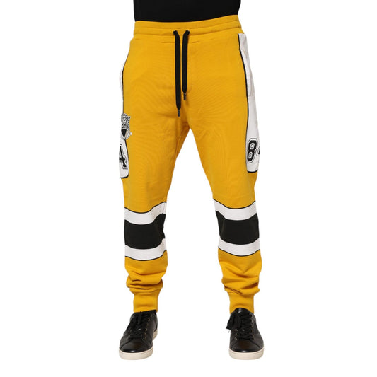 Dolce & Gabbana Yellow Cotton Drawstring Jogger Pants PAN76377-46