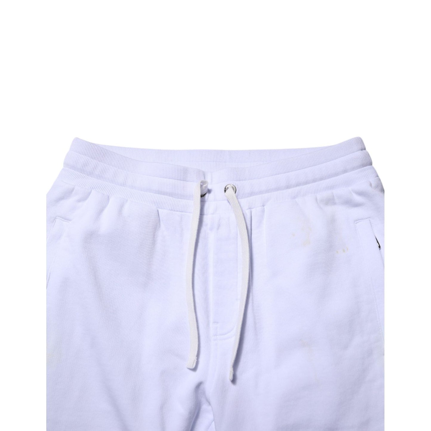 Dolce & Gabbana White Cotton Drawstring Jogger Pants
