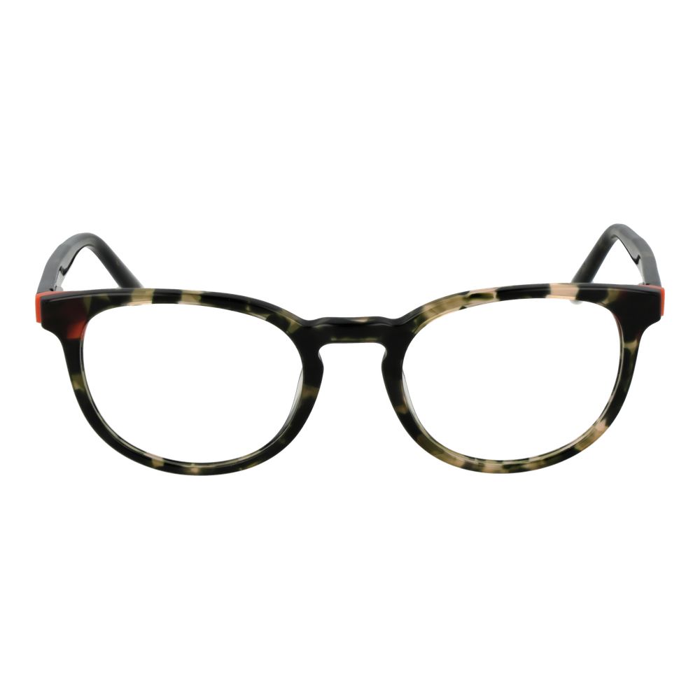 Round acetate full-rim Guess Green Men Glasses Frame with demo lenses, featuring spring hinge and branded case included.