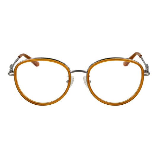 Guess Orange Women Glasses Frame full-rim round metal with demo lenses, size 53-18-145, includes branded case.