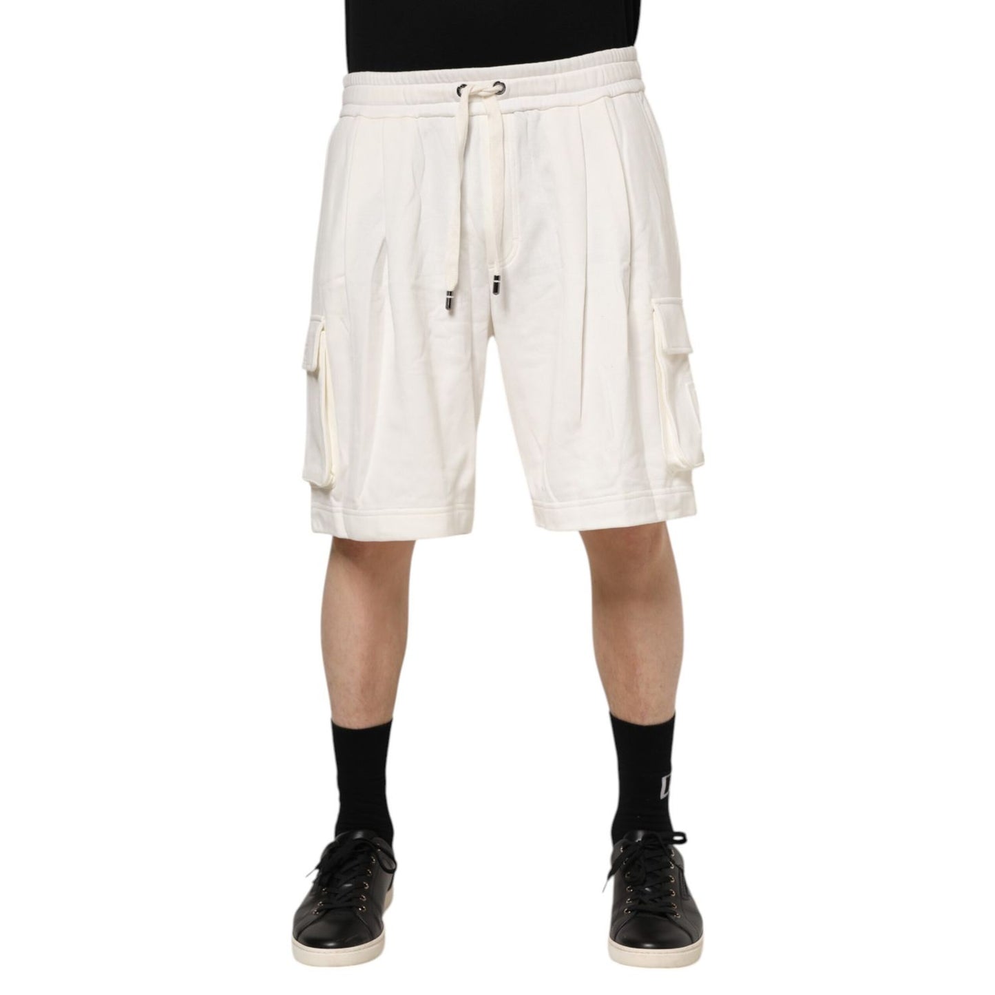 Dolce & Gabbana White Cotton Cargo Bermuda Sweatshorts Shorts