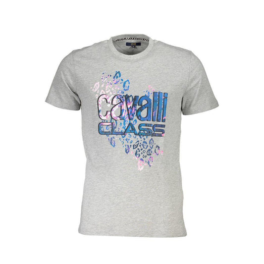 Cavalli Class Gray Cotton T-Shirt CA-22252-XL
