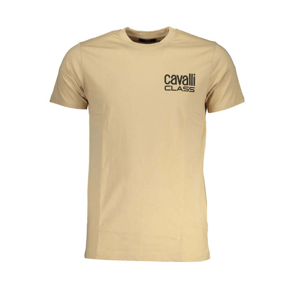 Cavalli Class Beige Cotton T-Shirt CA-28618-XXL