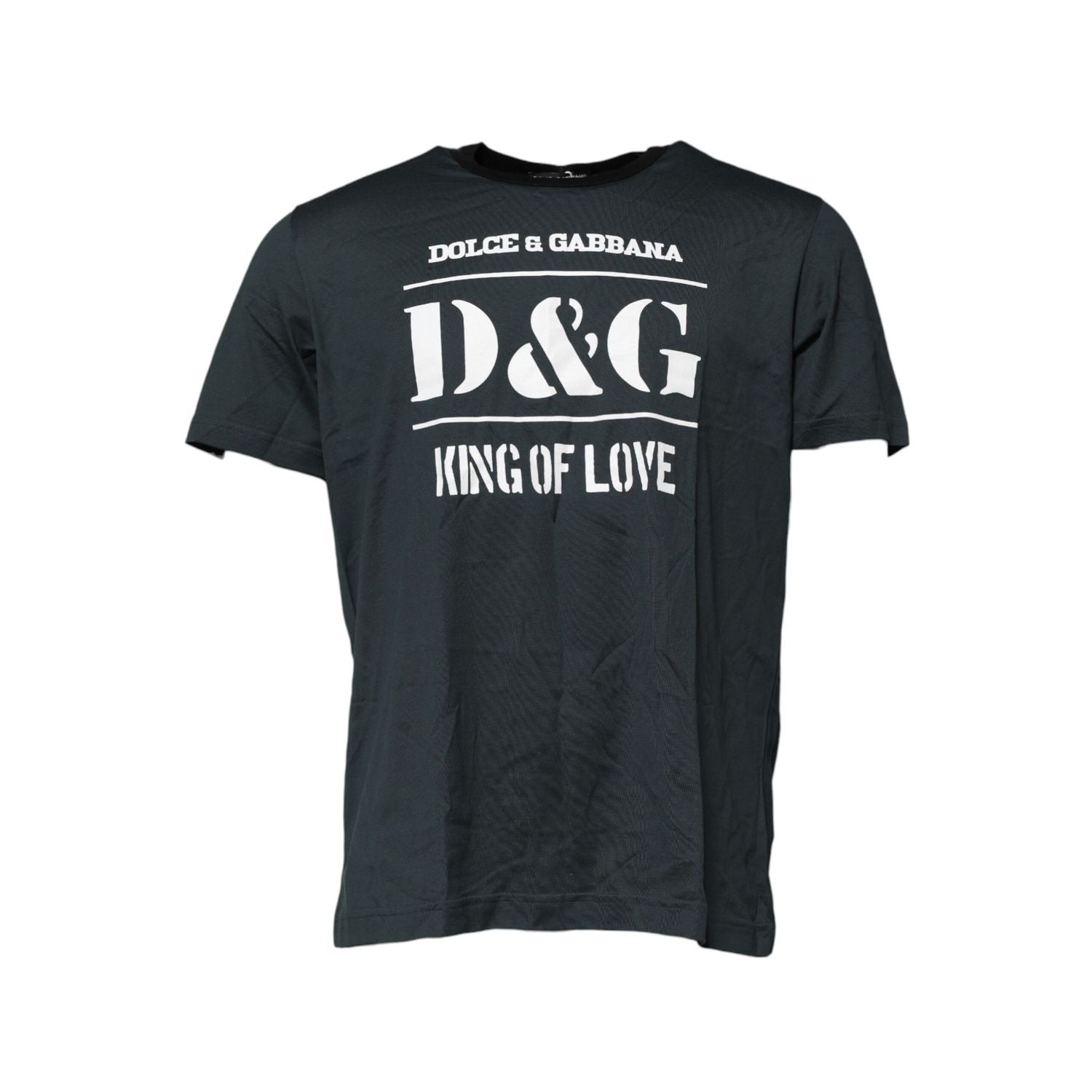 Dolce & Gabbana Black Cotton Printed Short Sleeves T-shirt
