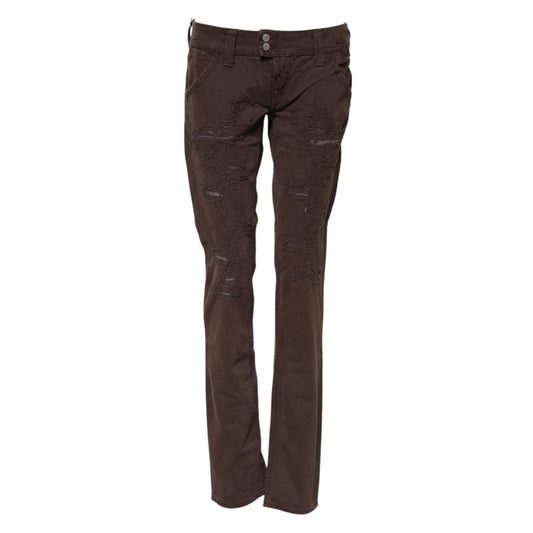 CYCLE Brown Cotton Low Waist Skinny Casual Jeans PAN71167-28