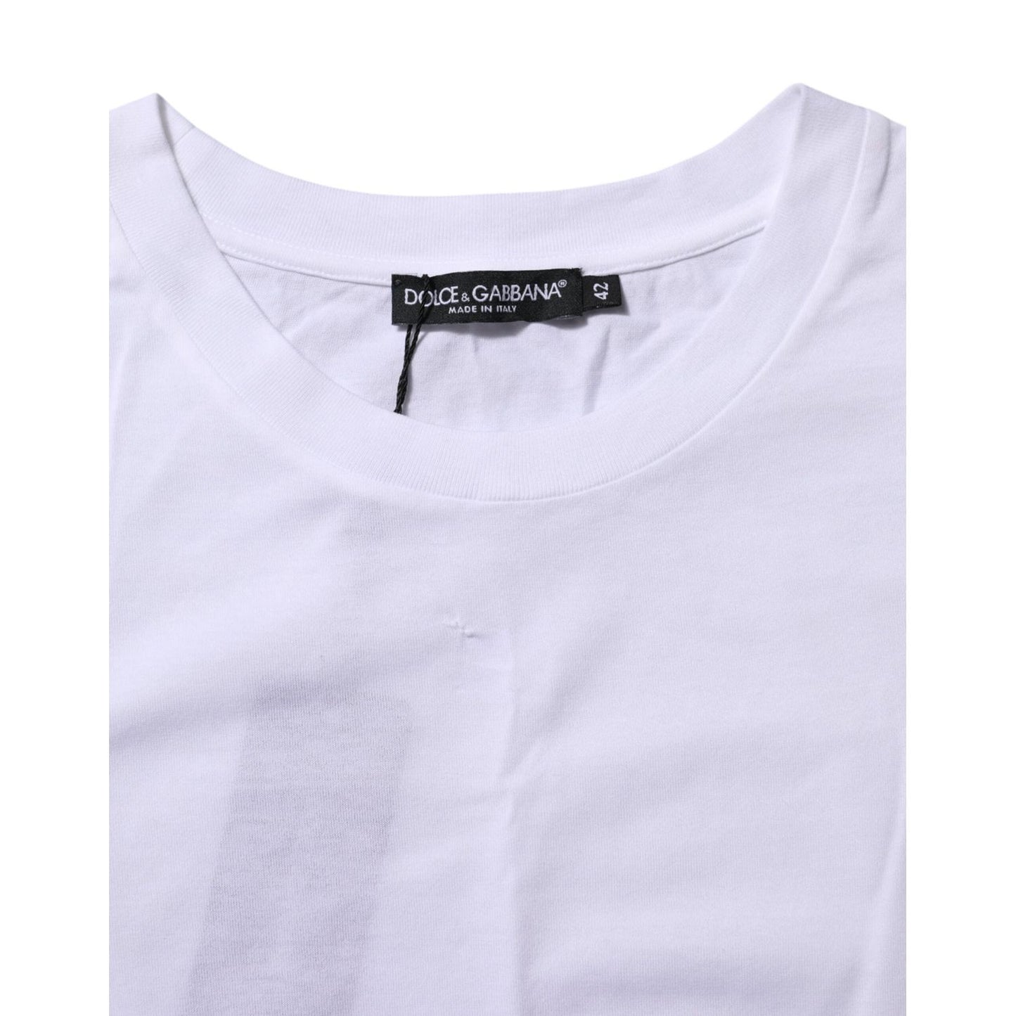 Dolce & Gabbana White Cotton Round Neck Short Sleeves T-shirt