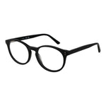 Guess Black Unisex Glasses Frame, round full-rim acetate with demo lenses, spring hinge, size 49-17-140, with branded case included.