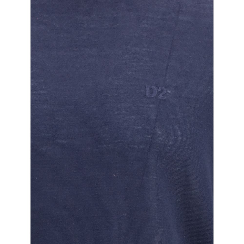 Dsquared² Blue Fleece Wool Turtleneck