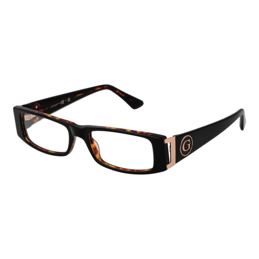 Guess Black Women Glasses Frame, acetate full-rim, rectangle style with demo lenses, branded case included, 52-16-140.