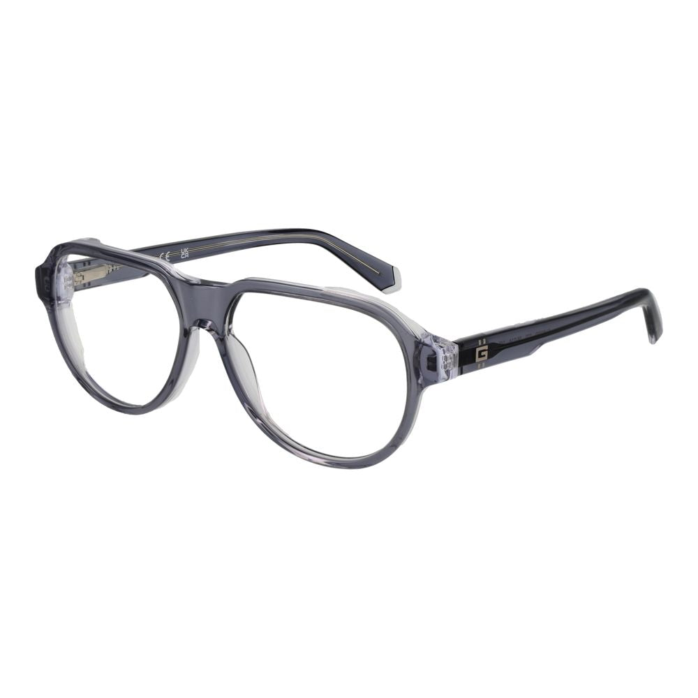 Guess Gray Men Glasses Frame in acetate with full-rim aviator style. Grey color with 56-14-145 size. Includes branded case.