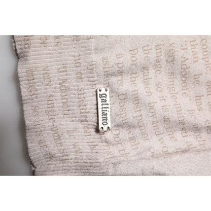John Galliano Beige Printed Logo Roundneck Long Sleeves Men Sweater