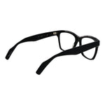 Yohji Yamamoto Black Unisex Glasses Frame, acetate full-rim with demo lenses, rectangle style, size 55-16-145, includes branded soft case.