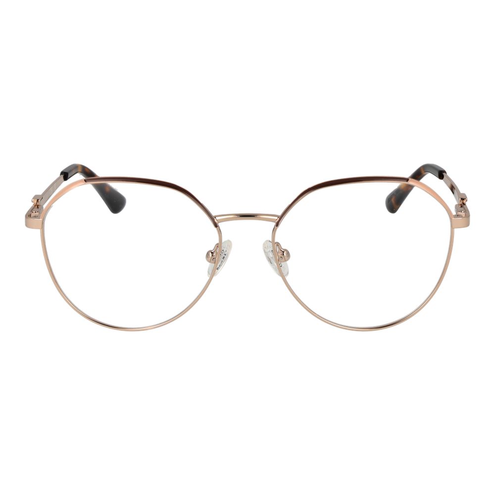 Guess Gold Women Glasses Frame, metal full-rim, square style, 55-16-140 size, demo plastic lenses, branded case included.