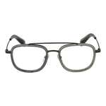Yohji Yamamoto Gray Men Glasses Frame in full-rim aviator style with plastic lenses and grey frame.