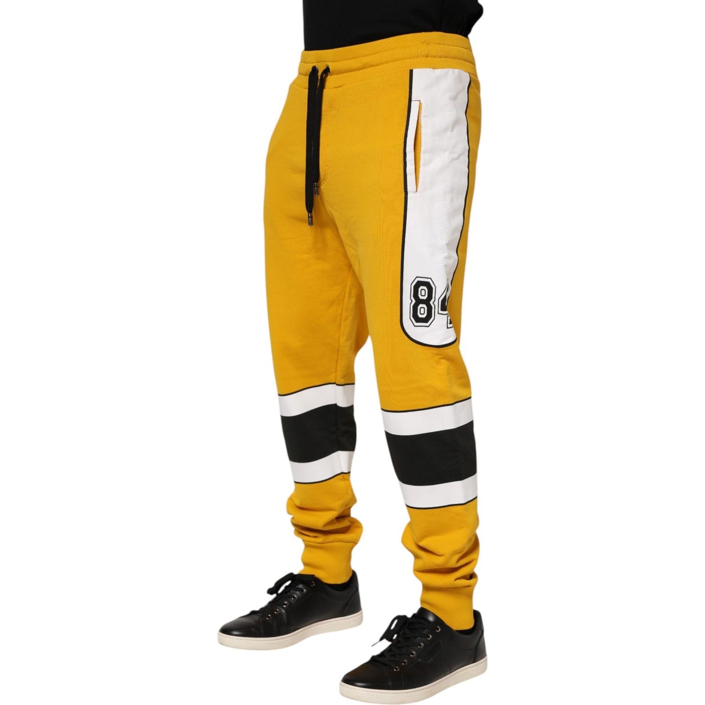 Dolce & Gabbana Yellow Cotton Logo Sweatpants Jogger Pants PAN76384-48