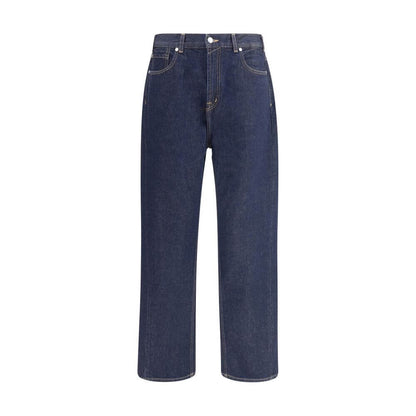 7FOR Blue Cotton Jeans Denim featuring wide leg, loose silhouette, five-pocket design, perfect for modern casual look.