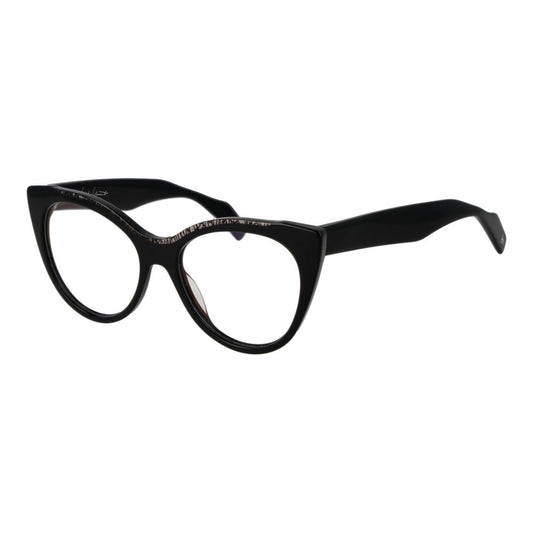 Yohji Yamamoto Black Women Glasses Frame, cat eye style, full-rim, plastic material, 54-17-145 size, includes branded soft case.