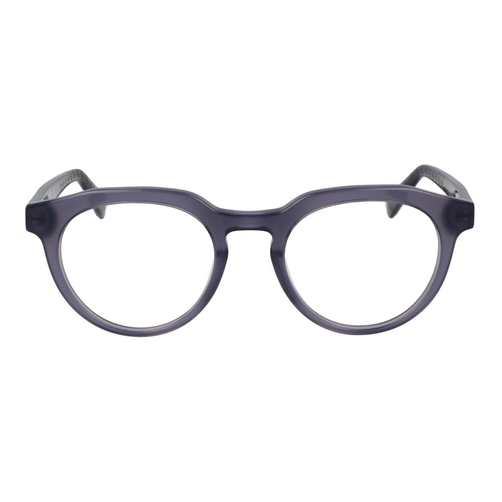 Guess Gray Men Glasses Frame in full-rim round acetate design with demo plastic lenses, featuring a spring hinge, size 49-20-145.