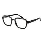 Guess Black Men Glasses Frame, square plastic full-rim, black color, with demo lenses, 53-18-145 size, spring hinge, branded case included.