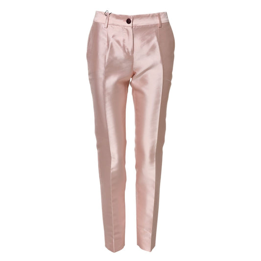 Dolce & Gabbana Pink Satin High Waist Tapered Pants