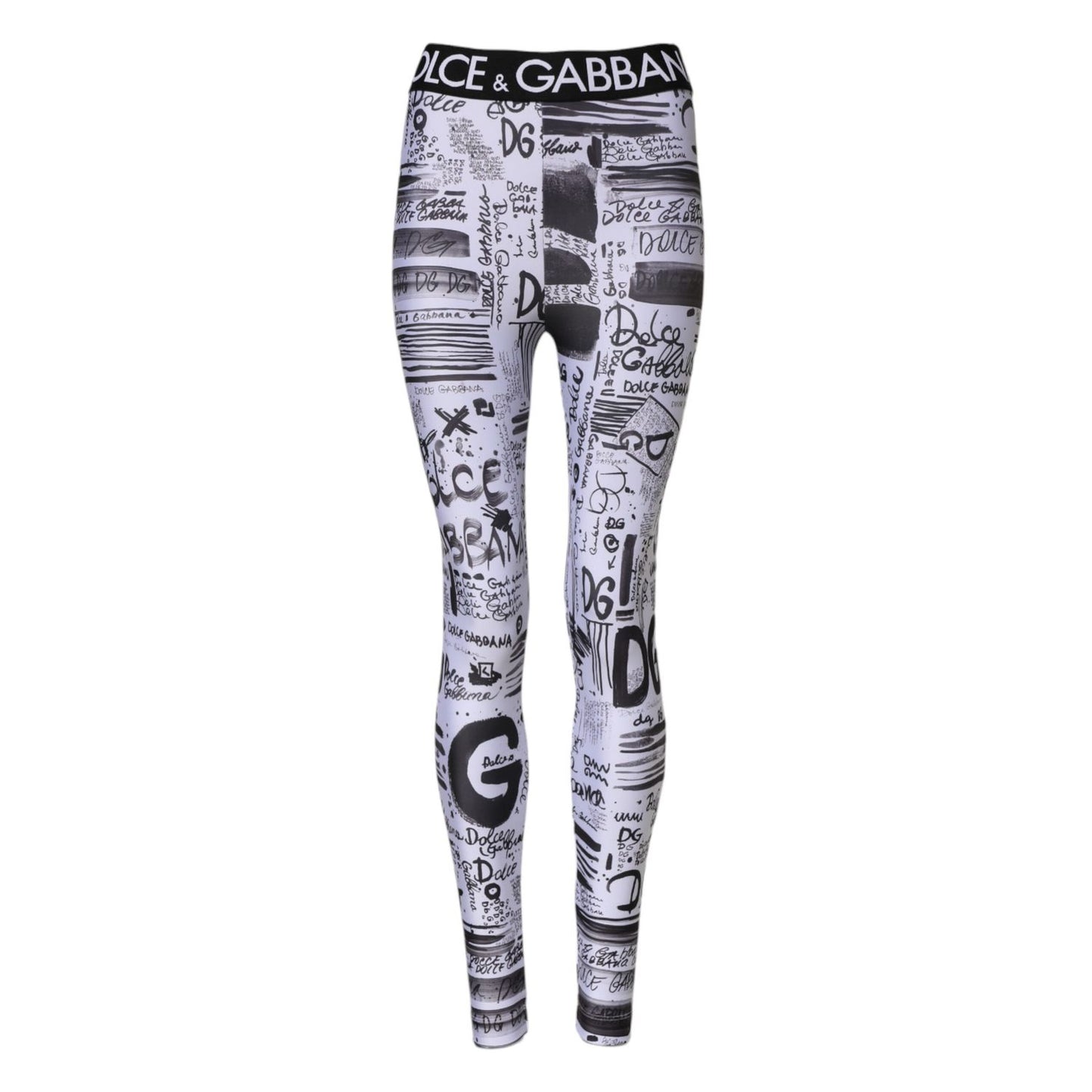 Dolce & Gabbana White Graphic HighWaist Skinny Leggings Pants