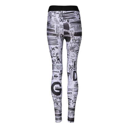 Dolce & Gabbana White Graphic HighWaist Skinny Leggings Pants