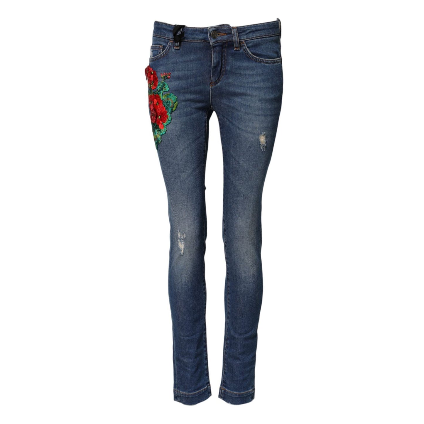 Dolce & Gabbana Blue Cotton Mid Waist Skinny Denim Jeans