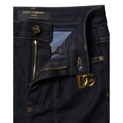 Dolce & Gabbana Blue Cotton High Waist Skinny Denim Jeans