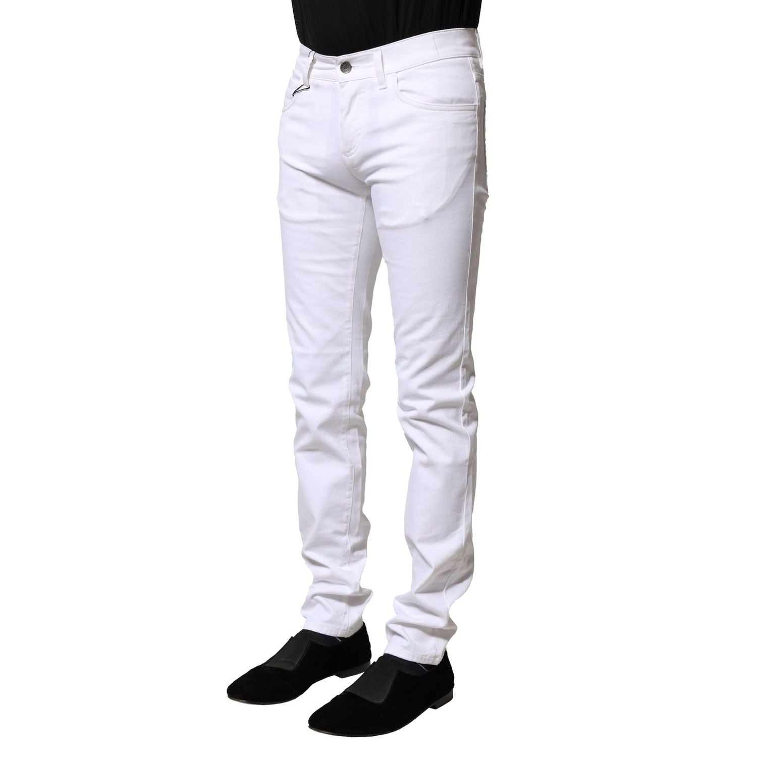 Dolce & Gabbana White Cotton Skinny Men Denim Jeans