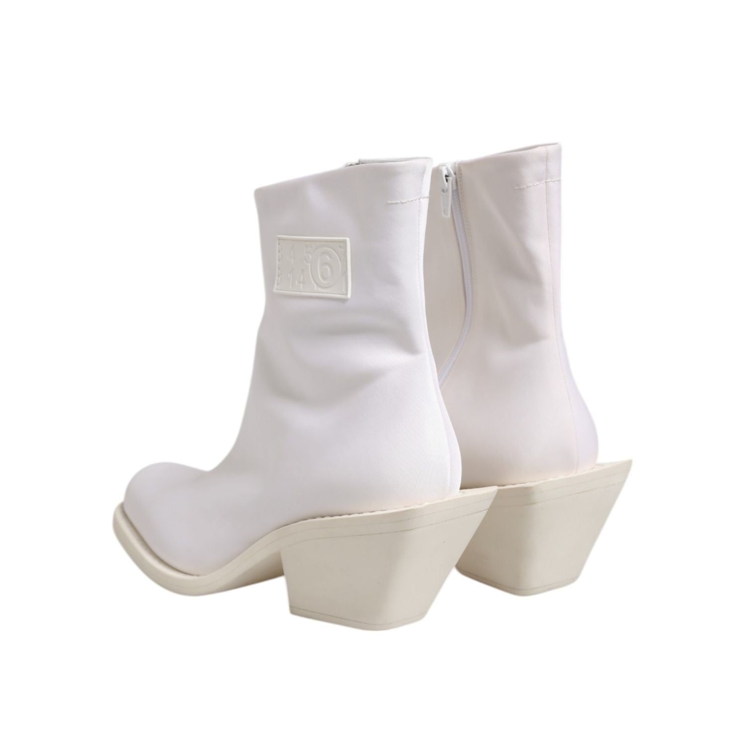 Maison Margiela White Square Heel Zip Ankle Boots Shoes