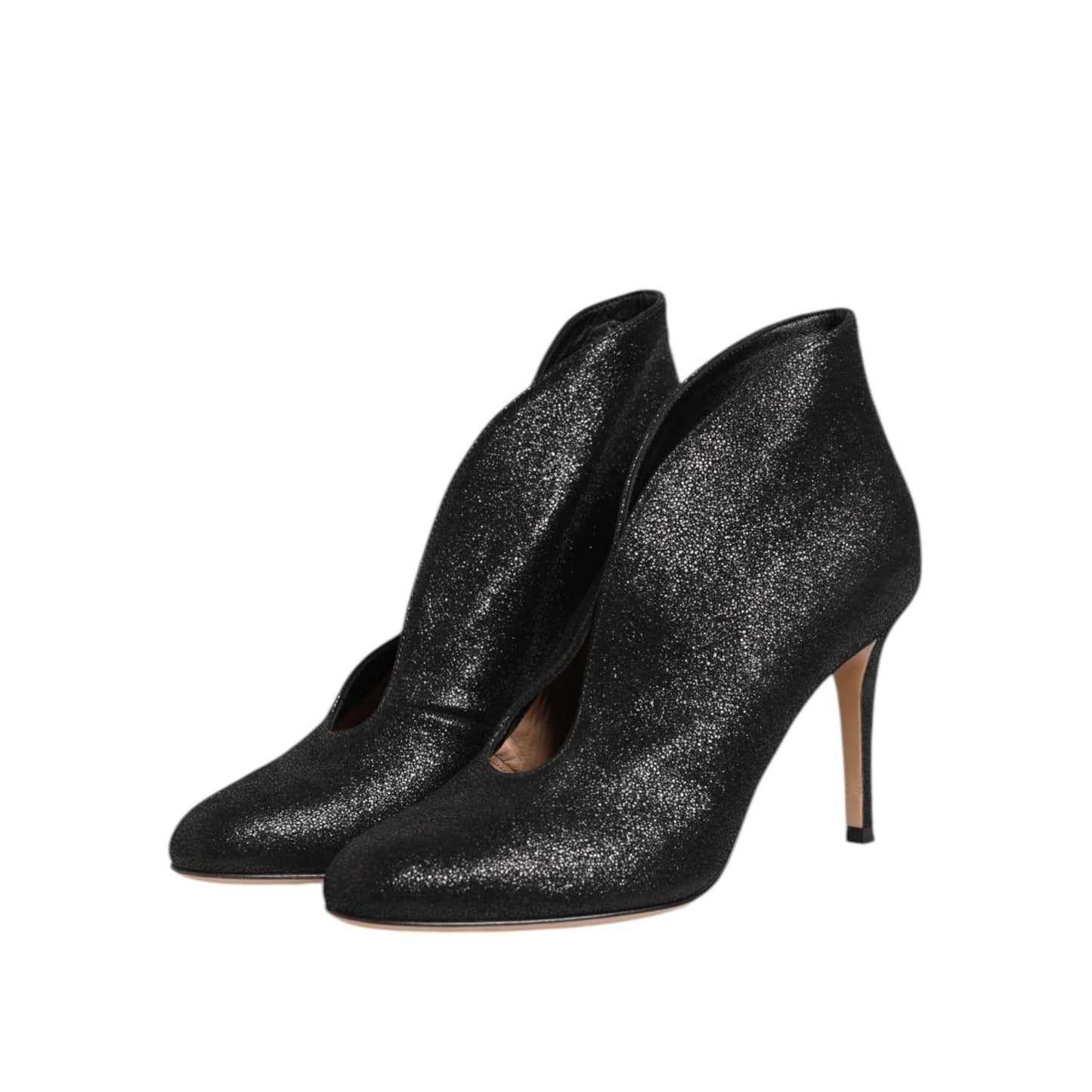 Gianvito Rossi Metallic Black Pump Stiletto Heels Shoes