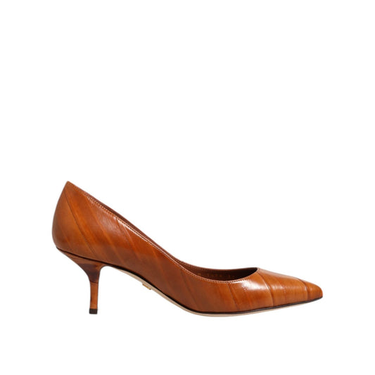 Dolce & Gabbana Brown Leather Stiletto Heel Pumps Shoes LA12632-36