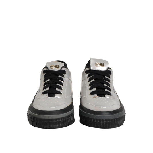 HIDE & JACK Silver Leather Lace Up Low Top Sneakers Shoes LA12576-37