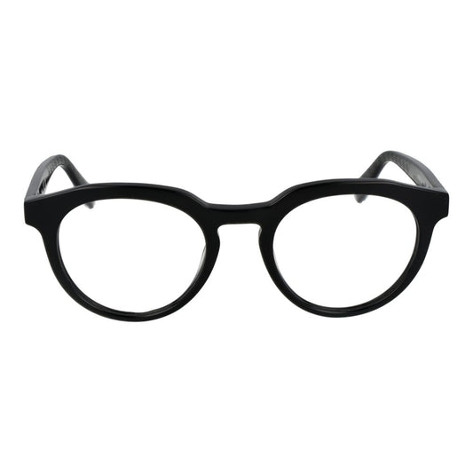Guess Black Men Glasses Frame, full-rim acetate with demo lenses, round style, size 49-20-145.