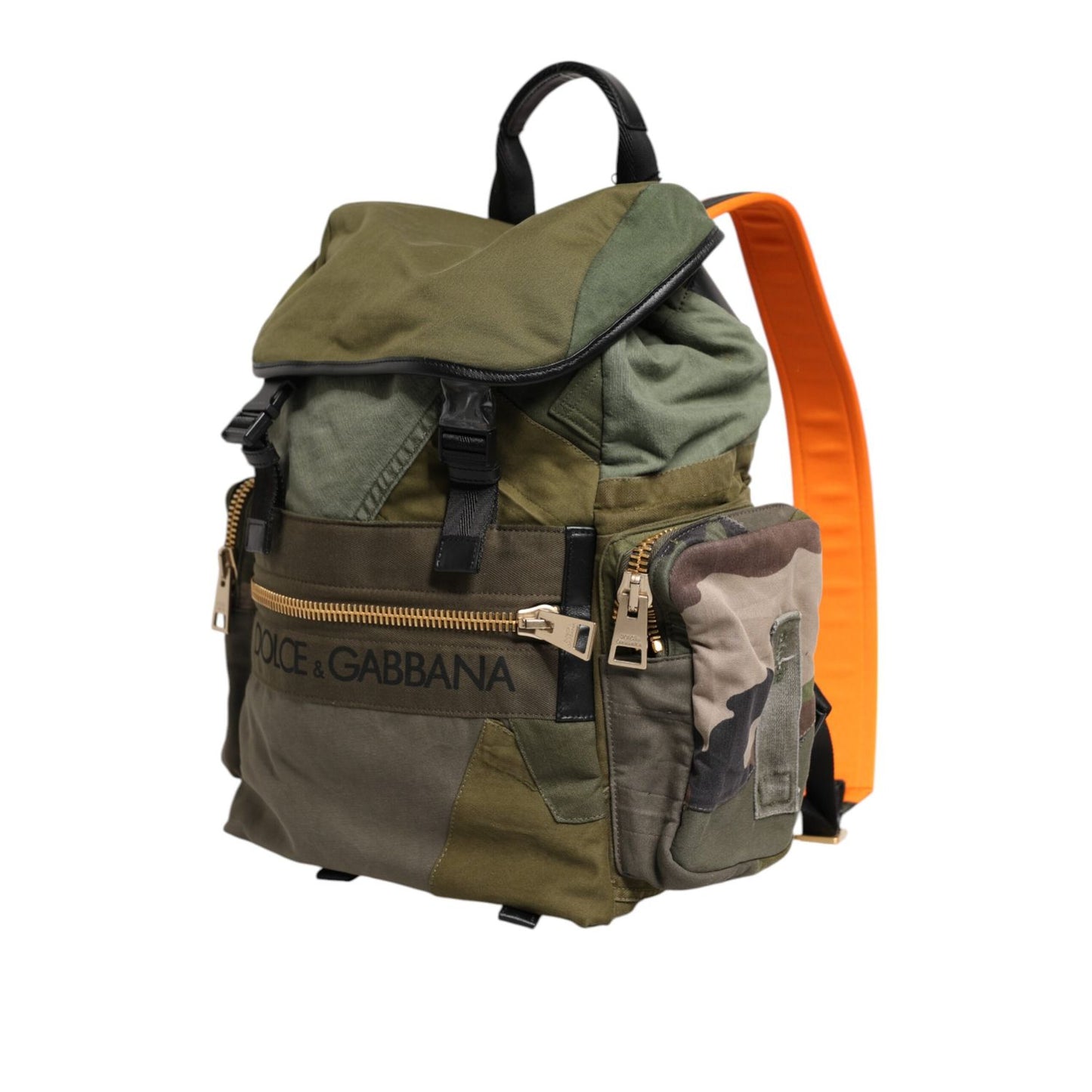 Dolce & Gabbana Military Green Patchwork Rucksack Backpack Bag