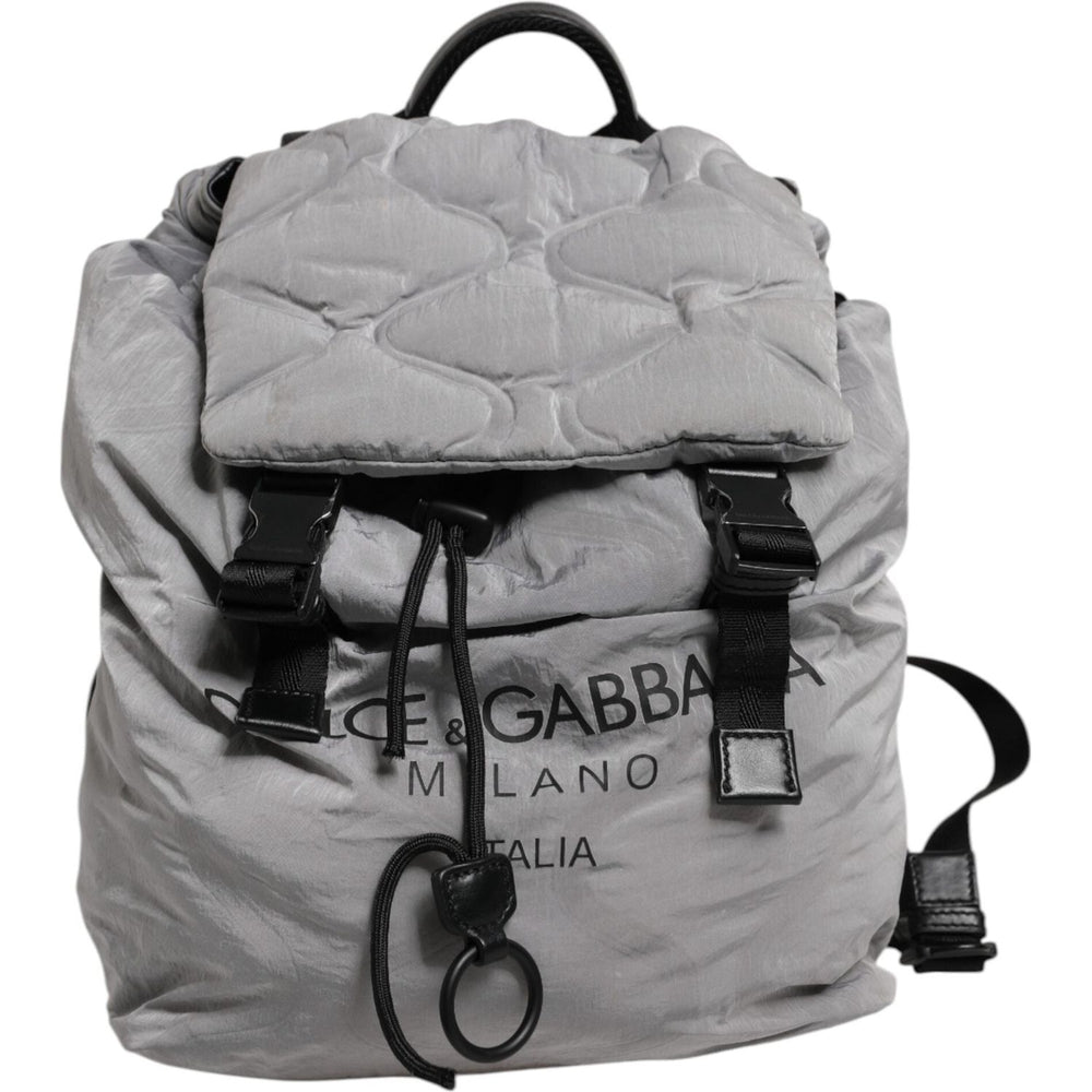 Dolce & Gabbana Gray Milano Print Drawstring Travel Backpack Bag BAG4646