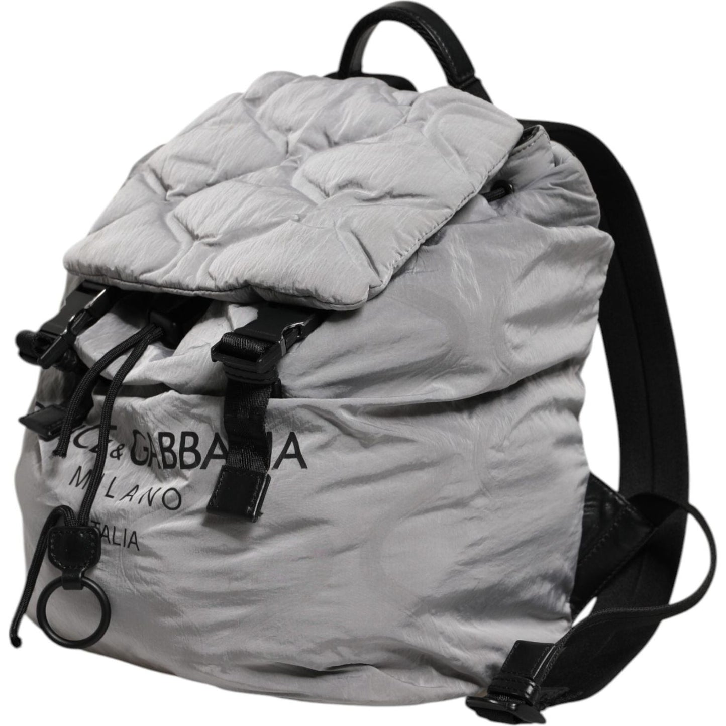 Dolce & Gabbana Gray Milano Print Drawstring Travel Backpack Bag BAG4646