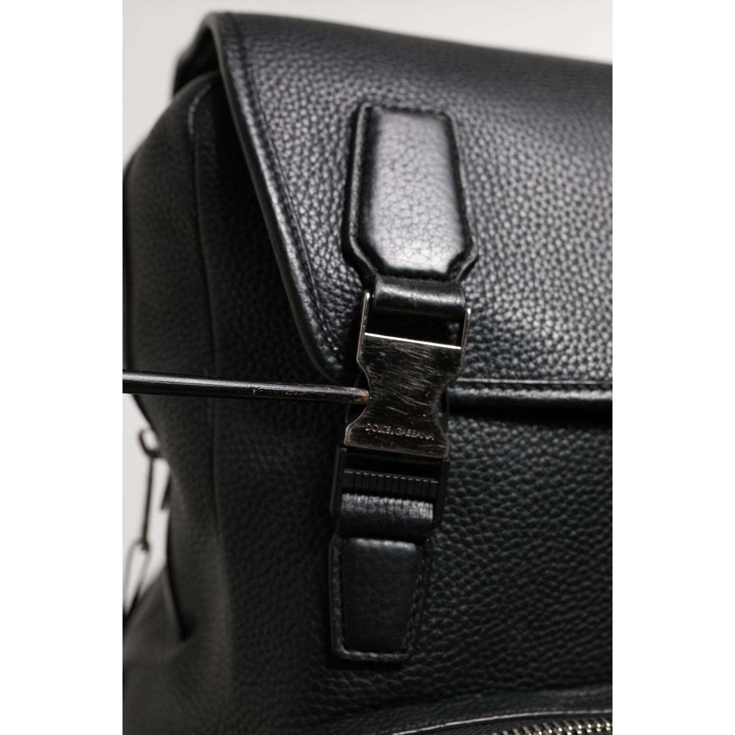 Dolce & Gabbana Black Palermo Backpack Hammered Calfskin Leather Bag BAG4648