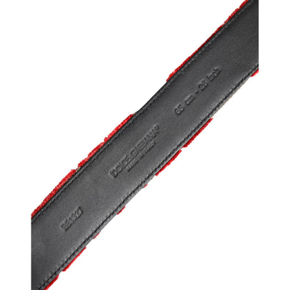 Dolce & Gabbana Red Viscose Silver DG Logo Metal Buckle Belt