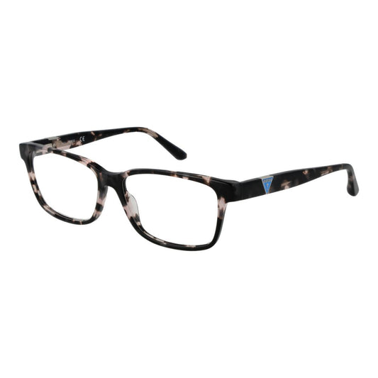 Guess Black Women Glasses Frame with full-rim plastic in rectangle style, featuring 56mm lenses, 15mm bridge, and spring hinge.