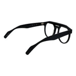 Yohji Yamamoto Black Men Glasses Frame, full-rim design, plastic material, black color, round style, demo lenses, includes branded soft case.
