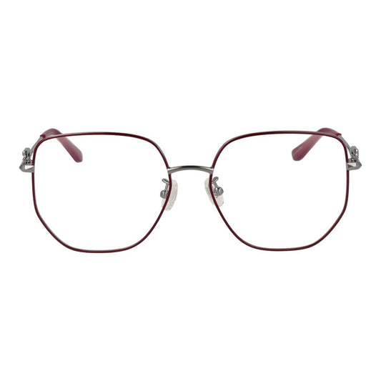 Guess Purple Women Glasses Frame, full-rim metal square design with demo lenses, size 55-16-145, includes branded case.