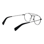 Yohji Yamamoto Black Men Glasses Frame, metal aviator style with full-rim design, size 50-20-145, black frame with demo lenses.