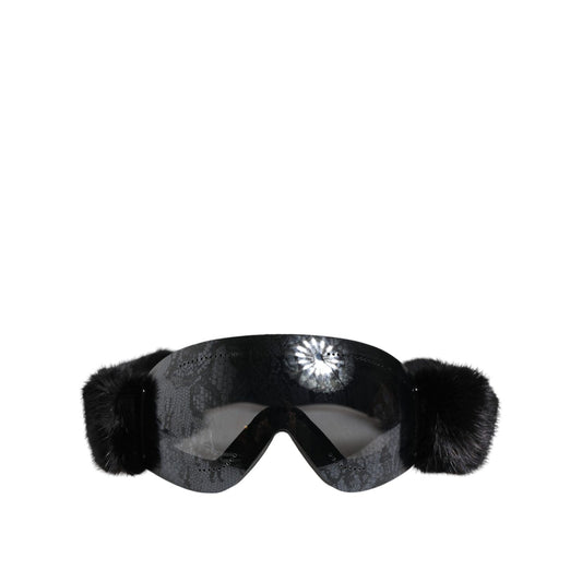 Dolce & Gabbana Black Bi0759 Lace Mirrored Ski Goggles Mask Sunglasses
