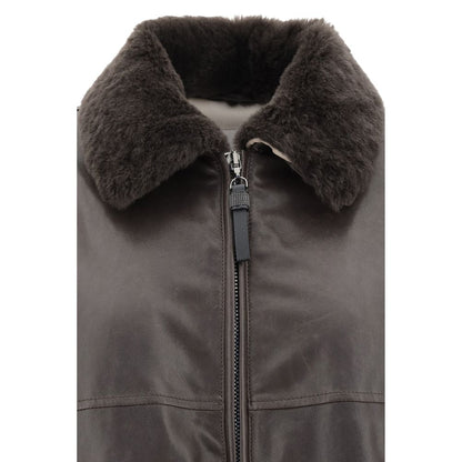 Brunello Cucinelli Brown Leather Jacket