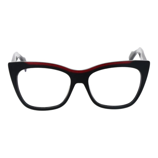 Yohji Yamamoto Black Men Glasses Frame, cat eye style, black plastic, full-rim. Includes blue-filter lenses. Size 54-16-145.