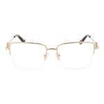 Guess Gold Women Glasses Frame - half-rim trapezium gold metal frame with demo plastic lenses, lens width 55mm, branded case included
