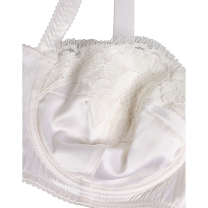 Dolce & Gabbana White Silk Underwired Balconette Bra Underwear