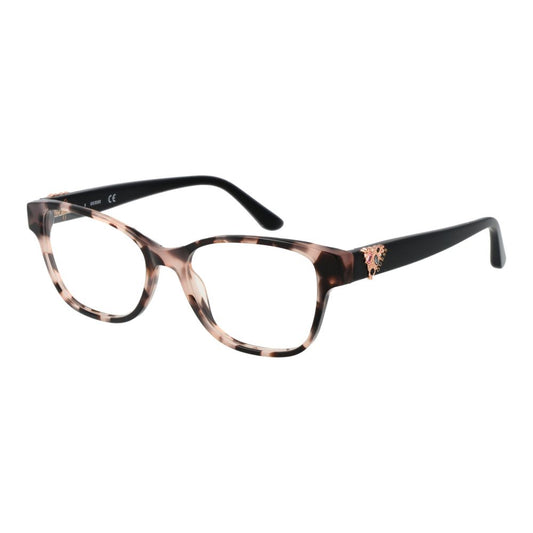 Guess Multicolor Women Glasses Frame in acetate, full-rim rectangle style with demo lenses, spring hinge, and branded case included.