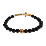 Nialaya Agate Stone Gold CZ Cross 925 Silver Bracelet SIG19012-1